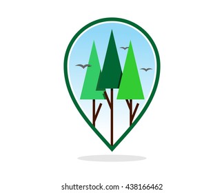 pine forest marker path pin image vector icon logo