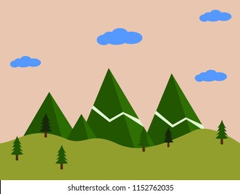 Pine forest mountain illustration vector