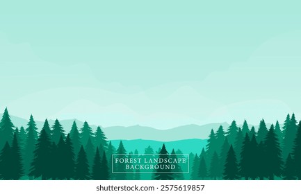 Pine forest in the mountains. Landscape. Vector illustration.
