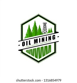 pine forest retro logo design inspiration . oil mining logo . vintage emblem . logo template