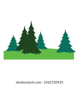 pine forest scene icon, vector