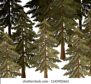 pine forest scene painted watercolor style