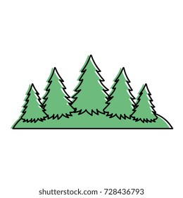 Pine forest scene silhouette