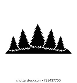 Pine forest scene silhouette