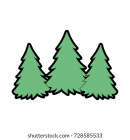 Pine forest scene silhouette