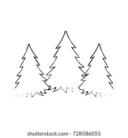 Pine forest scene silhouette