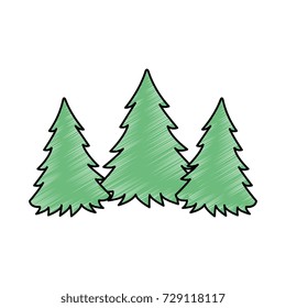 Pine forest scene silhouette