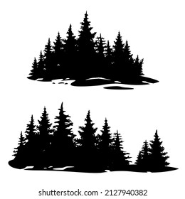 The pine forest and snow are used to illustrate stories about the cold weather icons vector.