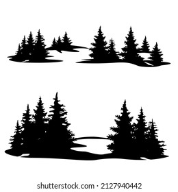 The pine forest and snow are used to illustrate stories about the cold weather icons vector.