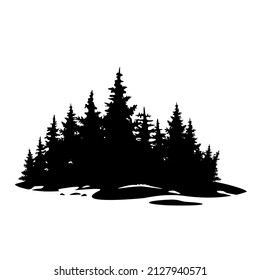 El bosque de pinos y la nieve se utilizan para ilustrar historias sobre el vector de iconos del clima frío.