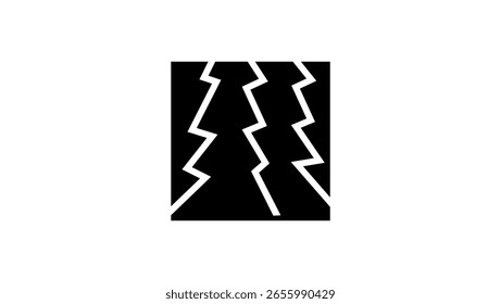 Kiefernwald-Symbol, schwarz, einzelne Silhouette