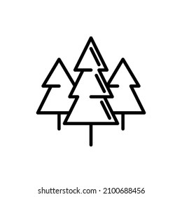 Pine forest thin line icon. Modern vector illustration.