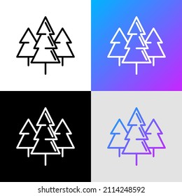Pine forest thin line icon. Modern vector illustration.