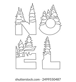 pine forest with trees and pine cones vector illustration design