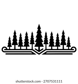 pine forest trees silhouette landscape decorative element