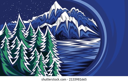 Kiefernwaldhintergründe. Schneeberg-Hintergrund, Wald nachts