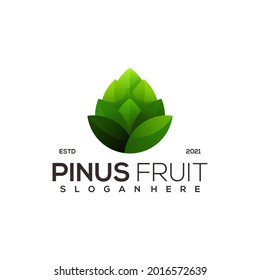Pine Fruit Nature Retro Logo Gradient Illustration