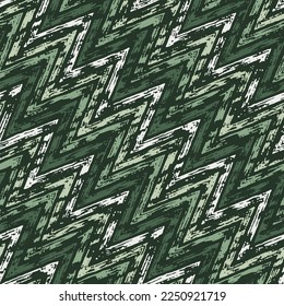 Pine Green Painted Textured Zigzag Pattern