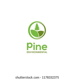 pine green tree concept environmental design vector illustration