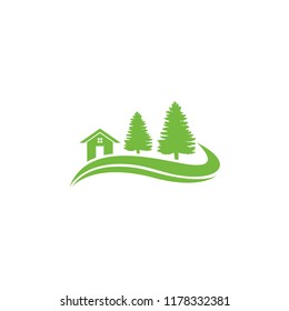 pine green tree concept environmental design vector illustration