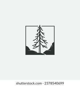 Pine hill logo design illustration vector template