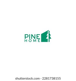 Pine Home Logo Design. Pine Tree Icon