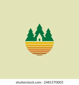 Pine Home Logo Template. Pine Vector Illustration