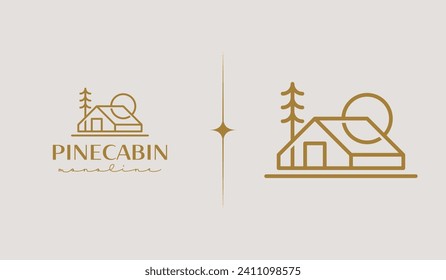 Pine House Cabin Logo Template. Universal creative premium symbol. Vector sign icon logo template. Vector illustration