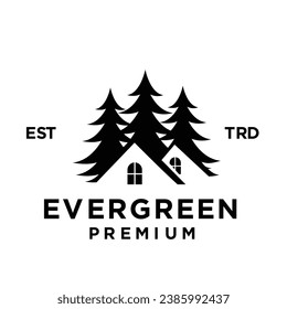 Pine house cottage icon design illustration template