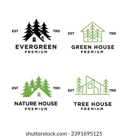 Pine house cottage icon design illustration template