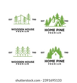 Pine house cottage icon design illustration template