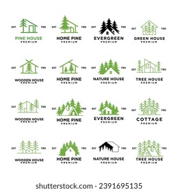 Pine house cottage icon design illustration template