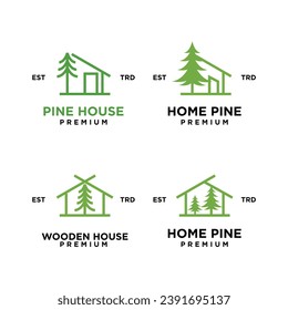 Pine House Cottage Icon Design Vorlage