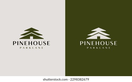 Pine House Pine Home Pine Tree Logo. Universal creative premium symbol. Vector sign icon logo template. Vector illustration