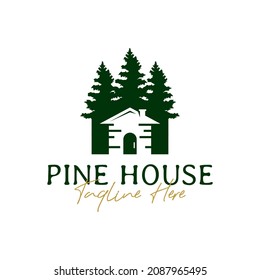 pine house inspiration illustration logo design