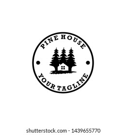 pine house lodge nature logo design