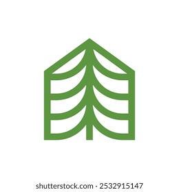 Pine House Logo Design. Pine Wald Baum Bio Haus Gebäude