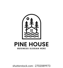 Logotipo de la casa del pino, icono, Vector