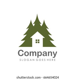Pine house logo illustration vector