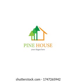 Pine house logo template icon design