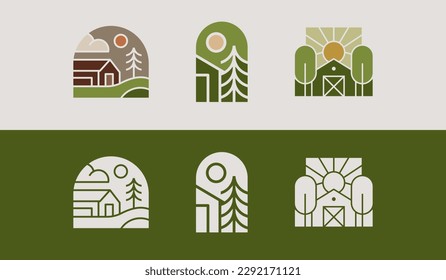 Pine House Logo Template. Universal creative premium symbol. Vector illustration. Creative Minimal design template