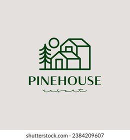 Pine House Resort Logo Template. Universal creative premium symbol. Vector illustration. Creative Minimal design template. Symbol for Corporate Business Identity