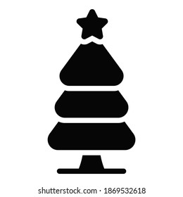 Pine icon, Christmas and celebrations. Glyph symbol collection. Editable vector Design