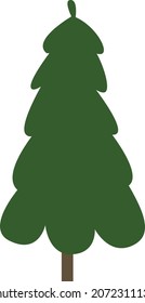 Pine icon. Conifer fir tree in cute hand drawn style