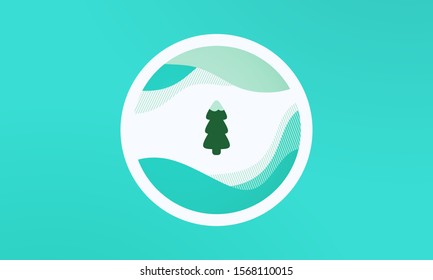 pine icon isolated on abstract background. vector winter icon. Abstract banner with liquid shapes. Vector Illustration