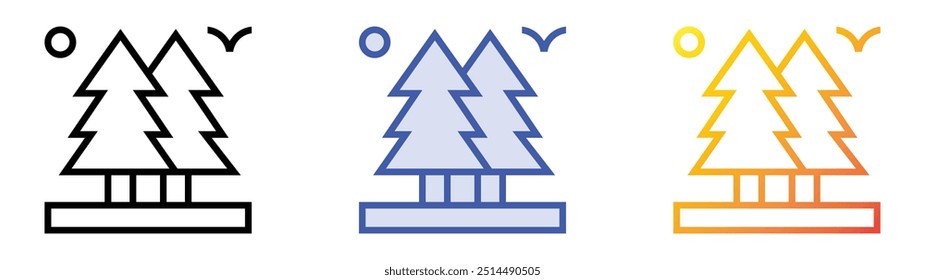 pine icon. Linear, Blue Fill and Gradient Style Design Isolated On White Background