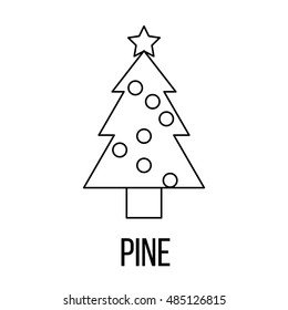 Pine icon or logo line art style. Vector Illustration.