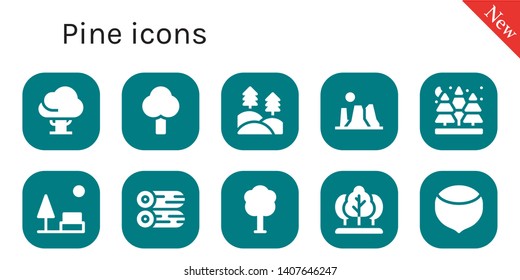 pine icon set. 10 filled pine icons.  Collection Of - Tree, Forest, Canyon, Spruce, Park, Woods, Hazelnut