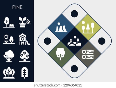  pine icon set. 13 filled pine icons. Simple modern icons about  - Forest, Tree, Park, Trees, Canyon, Woods