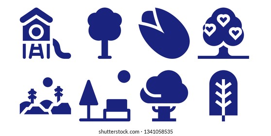 pine icon set. 8 filled pine icons.  Simple modern icons about  - Forest, Park, Tree, Pistachio